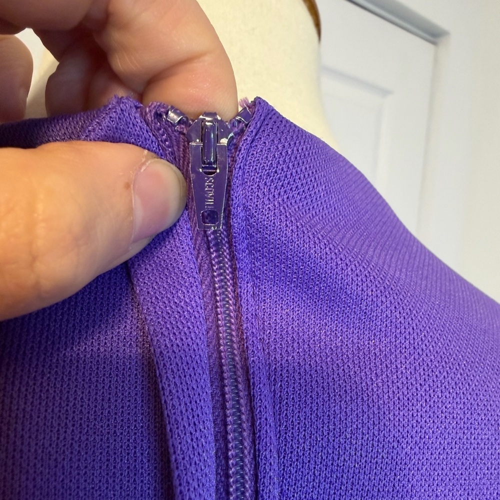 70’s Long Sleeve Poly Purple Dress - Picture 6 of 8